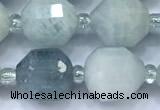 CCB1453 15 inches 9mm - 10mm faceted aquamarine beads