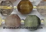 CCB1460 15 inches 9mm - 10mm faceted quartz beads