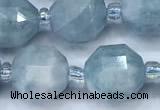 CCB1466 15 inches 9mm - 10mm faceted aquamarine beads