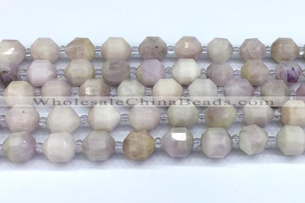 CCB1525 15 inches 9mm - 10mm faceted kunzite gemstone beads