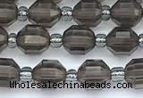 CCB1594 15 inches 5mm - 6mm faceted smoky quartz beads