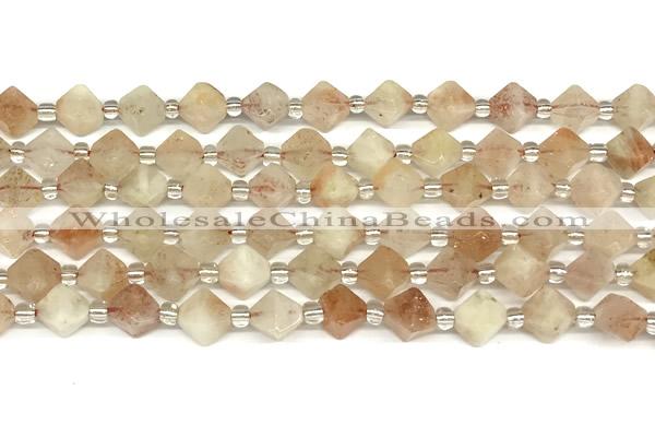 CCB1605 15 inches 10mm faceted sunstone gemstone beads