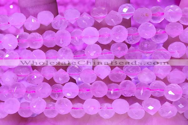 CCB1635 15 inches 6mm faceted teardrop rose quartz beads