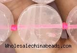 CCB502 15.5 inches 16mm coin rose quartz beads wholesale