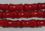 CCB51 15.5 inches 6*10mm bamboo shape red coral beads Wholesale