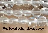 CCB530 15.5 inches 4mm faceted coin white crystal beads