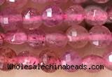 CCB532 15.5 inches 4mm faceted coin strawberry quartz beads