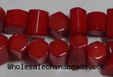 CCB54 15.5 inches 5*8mm faceted column red coral beads Wholesale