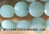 CCB620 15.5 inches 6mm faceted coin amazonite gemstone beads