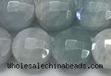 CCB680 15.5 inches 10mm faceted coin aquamarine gemstone beads