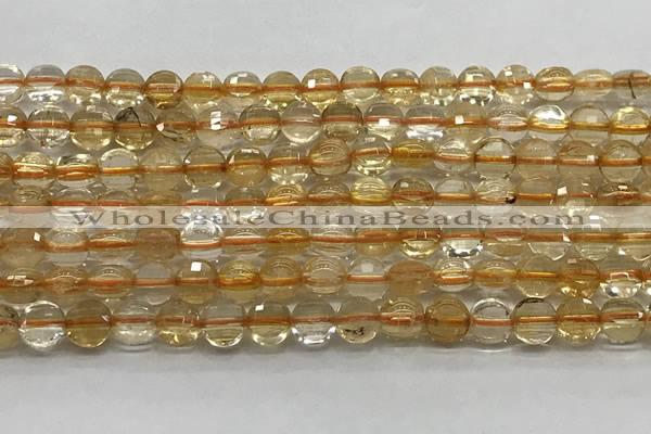 CCB703 15.5 inches 6mm faceted coin citrine gemstone beads