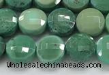 CCB709 15.5 inches 6mm faceted coin grass agate gemstone beads