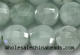 CCB729 15.5 inches 8mm faceted coin green angel skin gemstone beads