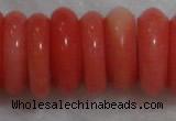 CCB81 15.5 inches 5*13mm roundel pale red coral beads Wholesale