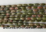 CCB816 15.5 inches 5*12mm rice unakite gemstone beads wholesale