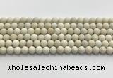 CCB825 15.5 inches 8mm round matte ivory jasper gemstone beads wholesale