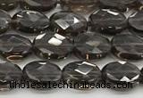 CCB922 15.5 inches 6*8mm faceted oval smoky quartz beads