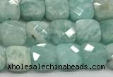 CCB975 15.5 inches 6*6mm faceted square amazonite  beads