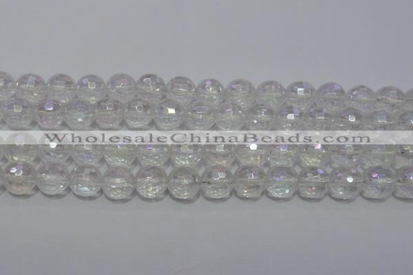 CCC412 15.5 inches 8mm faceted round AB-color white crystal beads