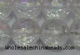 CCC415 15.5 inches 14mm faceted round AB-color white crystal beads