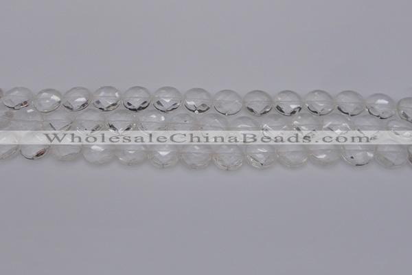 CCC502 15.5 inches 8mm faceted coin natural white crystal beads