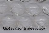 CCC505 15.5 inches 14mm faceted coin natural white crystal beads