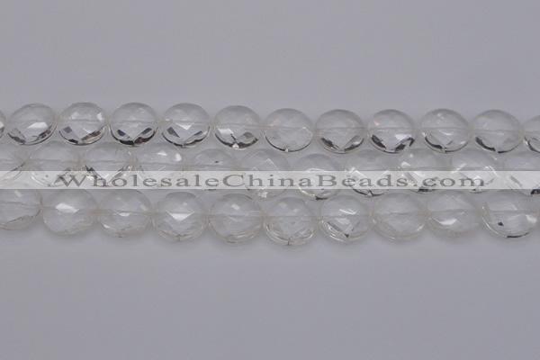 CCC508 15.5 inches 20mm faceted coin natural white crystal beads