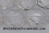 CCC510 15.5 inches 25mm faceted coin natural white crystal beads