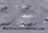 CCC518 15.5 inches 20*30mm faceted oval natural white crystal beads