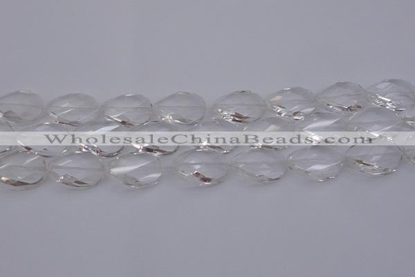 CCC521 15.5 inches 18*25mm twisted & faceted oval white crystal beads