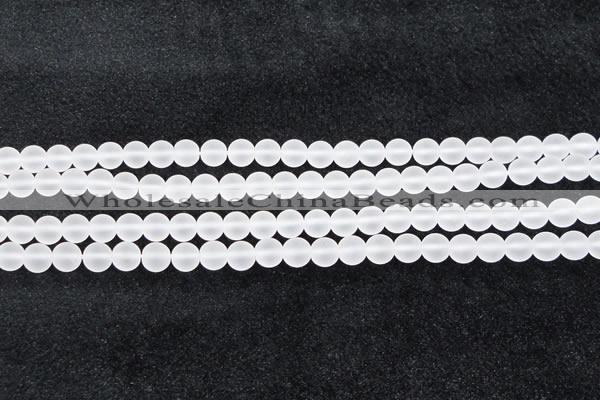 CCC601 15.5 inches 6mm round matte natural white crystal beads