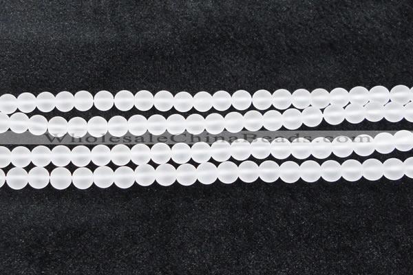 CCC602 15.5 inches 8mm round matte natural white crystal beads