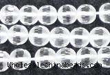 CCC612 15.5 inches 8mm faceted round matte natural white crystal beads