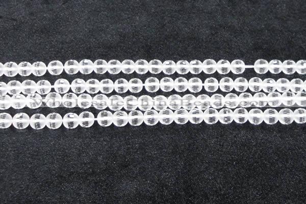 CCC612 15.5 inches 8mm faceted round matte natural white crystal beads