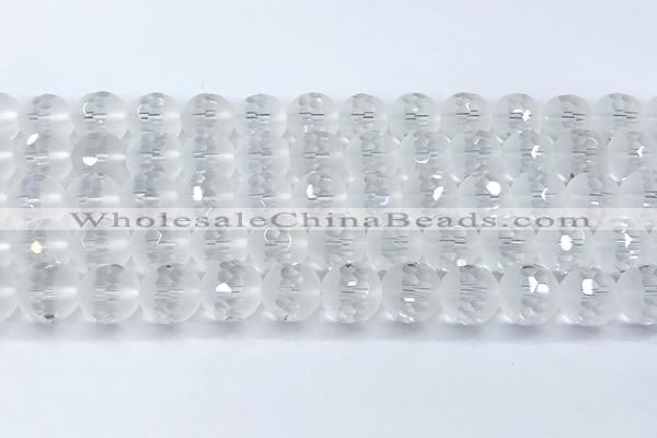 CCC642 15 inches 10mm faceted round white crystal beads