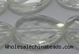 CCC812 22*30mm faceted flat teardrop natural white crystal beads