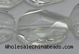 CCC815 15.5 inches 25*30mm faceted freeform natural white crystal beads