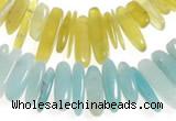 CCH22 16 inches Korea jade & amazonite chips gemstone beads