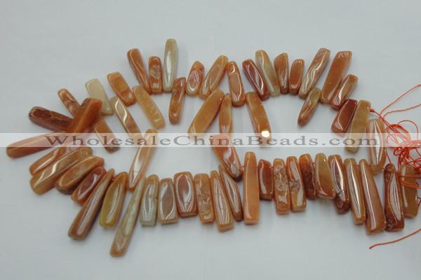 CCH406 15.5 inches 6*25mm - 12*38mm red aventurine chips beads