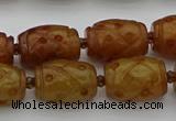 CCJ324 15.5 inches 12*16mm - 13*18mm carved drum China jade beads