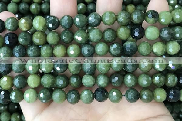 CCJ338 15.5 inches 8mm faceted round China green jade beads