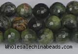 CCJ422 15.5 inches 8mm faceted round dendritic green jade beads