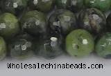 CCJ424 15.5 inches 12mm faceted round dendritic green jade beads