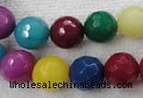 CCN1006 15.5 inches 14mm faceted round multi colored candy jade beads