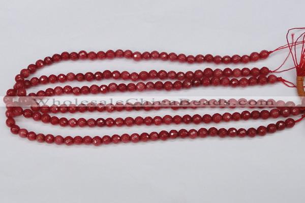 CCN1841 15 inches 6mm faceted round candy jade beads wholesale