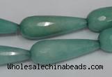 CCN199 15.5 inches 10*30mm faceted teardrop candy jade beads