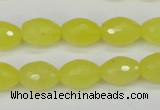 CCN2010 15 inches 10*14mm faceted rice candy jade beads wholesale