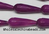 CCN2165 15.5 inches 10*30mm faceted teardrop candy jade beads