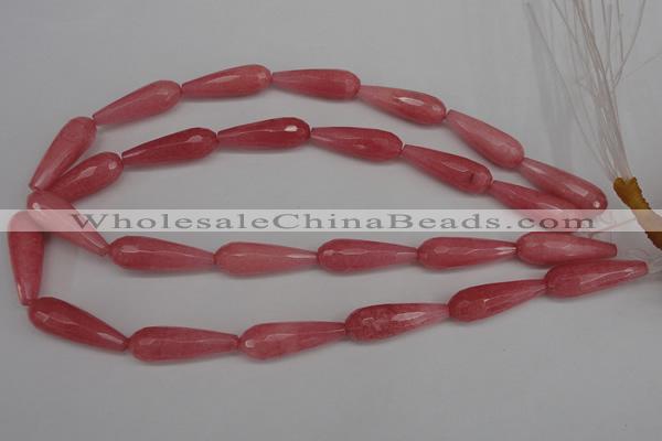 CCN2182 15.5 inches 10*30mm faceted teardrop candy jade beads