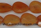 CCN2193 15.5 inches 15*20mm faceted flat teardrop candy jade beads